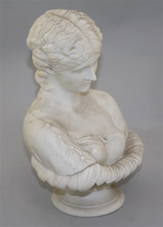A Victorian parian bust of Clytie, late 19th century, 26.5in.
